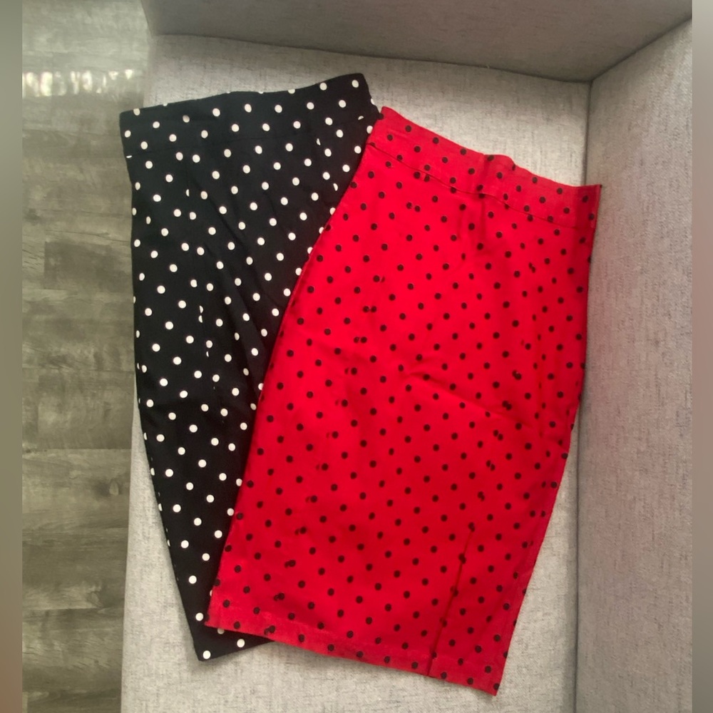 2 Rock steady Polka Dot Pencil Skirt Set - Black and Red